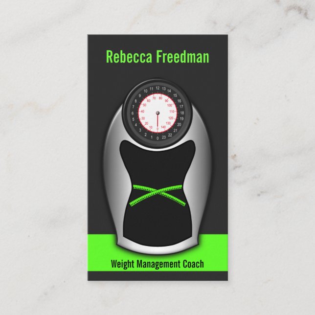 Schwarze und grüne Gewichtsabnahme Visitenkarte (Vorderseite)
