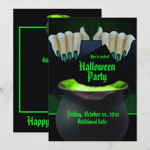 Schwarze und grüne Hexen Einladung