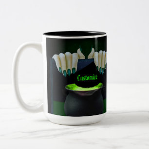 Schwarze und grüne Hexen Zweifarbige Tasse