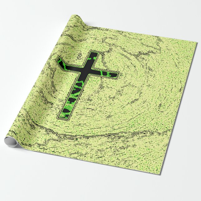 SCHWARZE UND GRÜNE KREUZEN MIT MARKE GESCHENKPAPIER (Ungerollt)