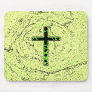 SCHWARZE UND GRÜNE KREUZEN MIT MARKE MOUSEPAD