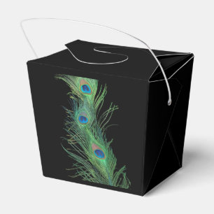 Schwarze und grüne Pfau-Federn Geschenkschachtel
