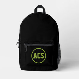 Schwarze und grüne Schulfarben und Buchstaben Bedruckter Rucksack