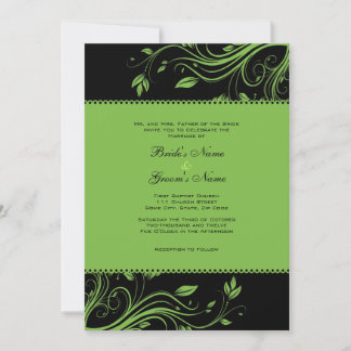 Schwarze und grüne Wirbel zum Hochzeitsessen Einladung
