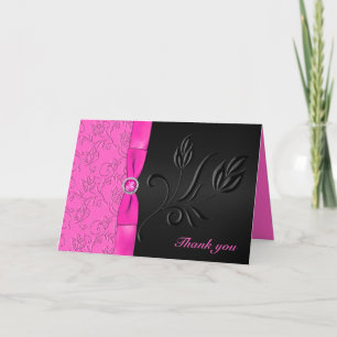 Schwarze und heißrosa gejewelte Dankeskarten Dankeskarte