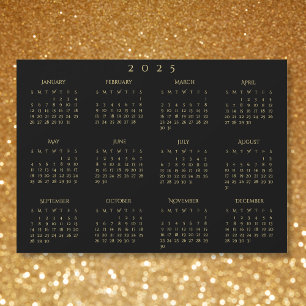 Schwarze und Imitate Gold 2025 Magnetic Calendar C Magnetkarte
