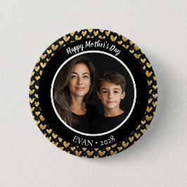 Schwarze und Imitate Gold Foil Hört Muttertag Button