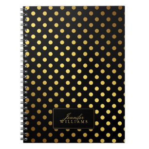 Schwarze und Imitate Gold Foil Polka Dots Notizblock