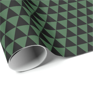 Schwarze und Jägergrüne Dreiecke Geschenkpapier