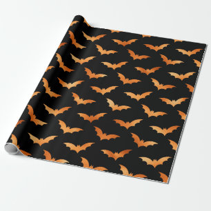 Schwarze und kupferne Halloween-Fledermäuse Geschenkpapier