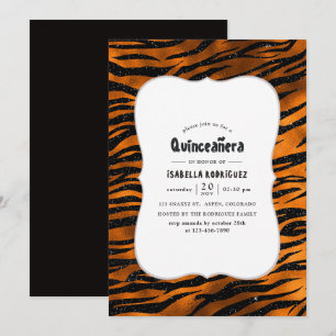 Schwarze und kupferne Tigerstreifen-Muster-Quincea Einladung