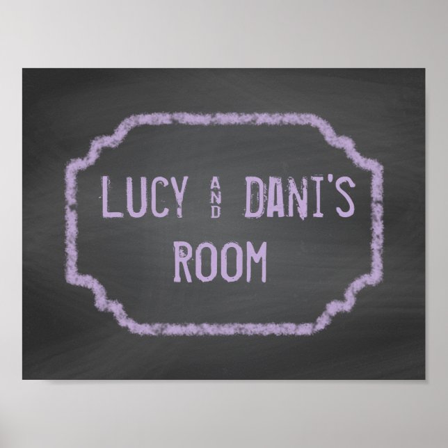 Schwarze und Lila Chalkboard Mitbewohner Mauer Poster (Vorne)