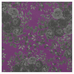 Schwarze und Lila dunkle gotische Rose Blumendruck Stoff