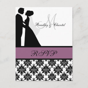 Schwarze und Lila Hochzeitskarte RSVP Karte