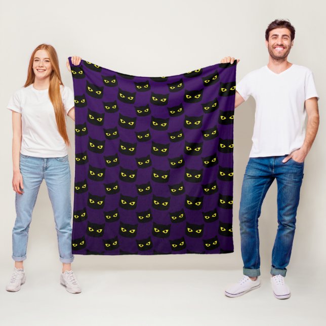 Schwarze und lila Katzengelbe Augen Halloween-Must Fleecedecke (Beispiel)