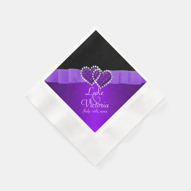 Schwarze und Lila Locking Diamantschleifen Serviette (Ecke)