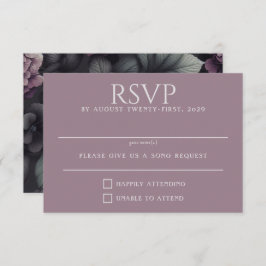 Schwarze und Lila Moody-Floral RSVP Karte