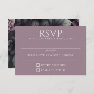 Schwarze und Lila Moody-Floral RSVP Karte