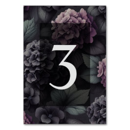 Schwarze und Lila Moody-Floral Tischnummer