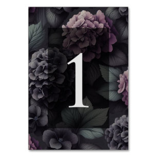Schwarze und Lila Moody-Floral Tischnummer