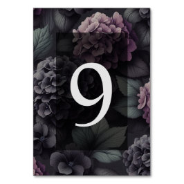 Schwarze und Lila Moody-Floral Tischnummer