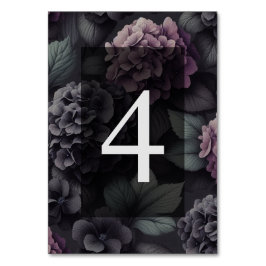 Schwarze und Lila Moody-Floral Tischnummer