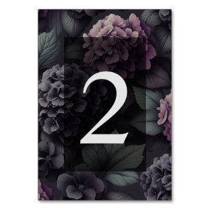Schwarze und Lila Moody-Floral Tischnummer