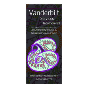 Schwarze und Lila Paisley Rack Card Werbekarte