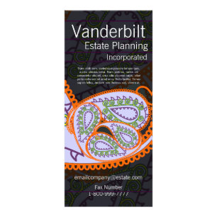Schwarze und Lila Paisley Rack Card Werbekarte