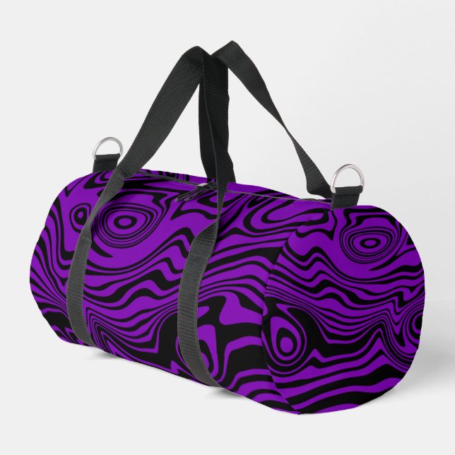 Schwarze und Lila Wave-Farben Duffle Bag (Linke Seite)