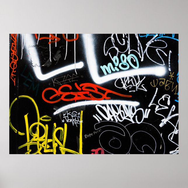 Schwarze und mehrfarbige Graffiti-Kunst Poster (Vorne)