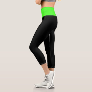 Schwarze und neon-grüne Capri-Leggings Capri Leggings