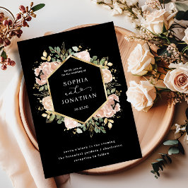 Schwarze und neutrale Wasserfarben | Hochzeit Einladung