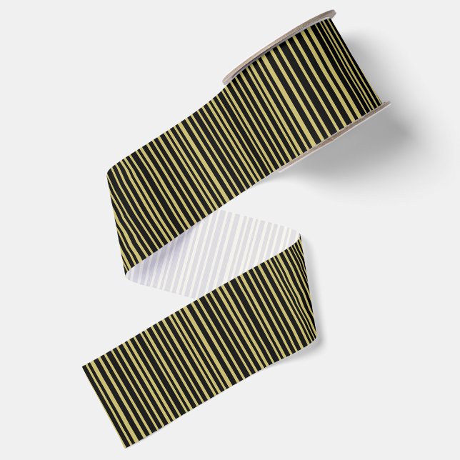 Schwarze und Olivgrüne Linien Ripsband (Rückseite)