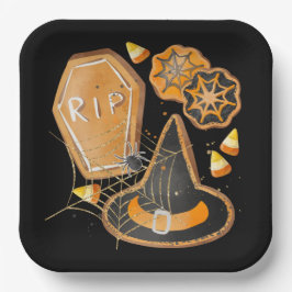 SCHWARZE UND ORANGE HALLOWEWEE HAT COFFIN SPIDER W PAPPTELLER