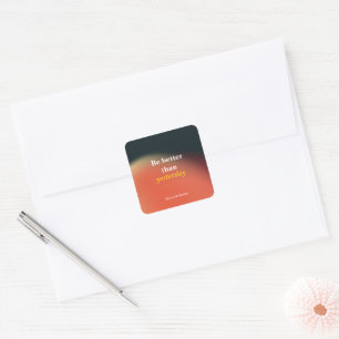 Schwarze und orange körnige Gradient-Erinnerungszi Quadratischer Aufkleber