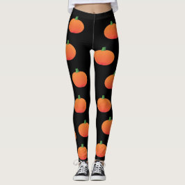 Schwarze und orange Kürbis-Halloween-Leggings Leggings