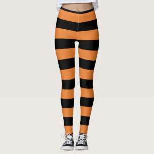 Schwarze und orange Streifen Festlicher Spaß Hallo Leggings