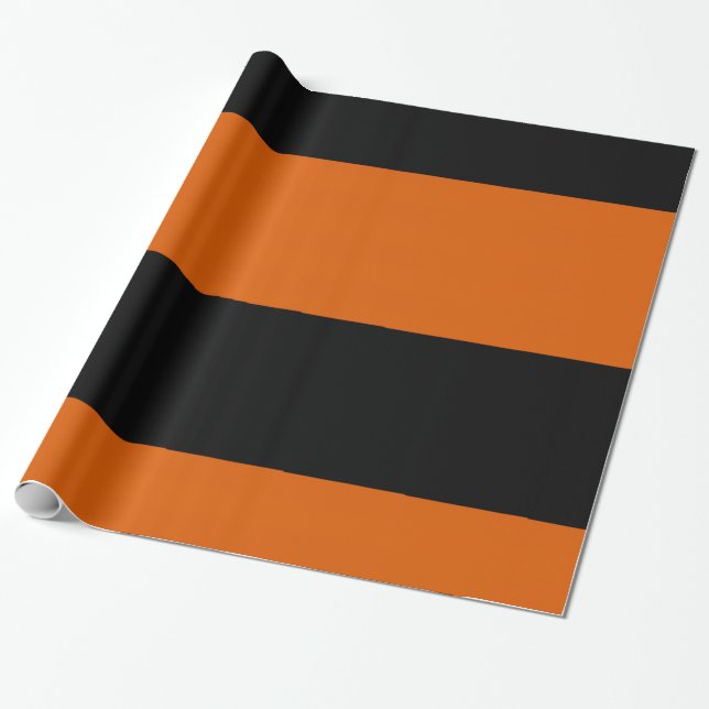 Schwarze und orange Streifen Geschenkpapier (Ungerollt)