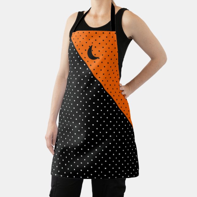 Schwarze und orangefarbene Halloween-Punkte Schürze (InSitu)