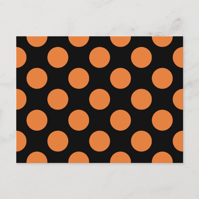 Schwarze und orangefarbene Polka-Punkte Postkarte (Vorderseite)
