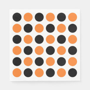 Schwarze und orangefarbene Polka-Punkte Serviette