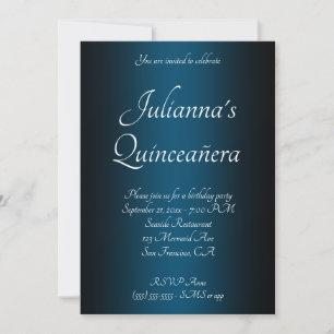 Schwarze und ozeanblaue Ombre-Quinceañera-Geburtst Einladung