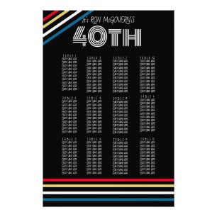 Schwarze und primäre 40. Retro-Strip-Sitztabelle Fotodruck