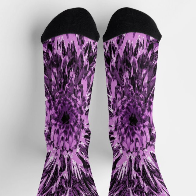 Schwarze und rosa Dahlienblüte Socken (Oben)