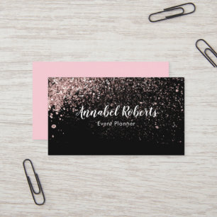 Schwarze und rosa Glittergeschäftskarte Visitenkarte