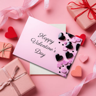 Schwarze und rosa Herzen auf rosa Grund Valentinst Karte