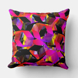 Schwarze und rosa Hexagonen auf pixelförmigen Bild Kissen