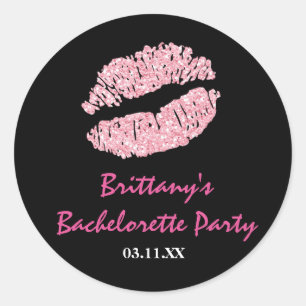 Schwarze und rosa Lippen küssen Party Favor Sticke Runder Aufkleber