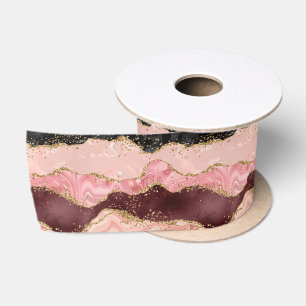 Schwarze und rosa Pailletten Achat Satinband